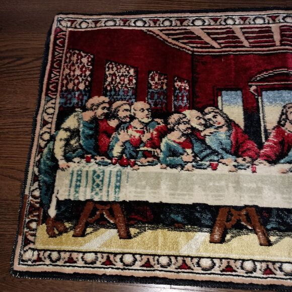 Vintage The Last Supper Tapestry Made In Italy 36x20 Jesus Apostles Religious - Picture 2 of 16